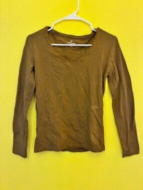 Hering Básico V-Neck Long Sleeve Tee Olive Brown Medium
